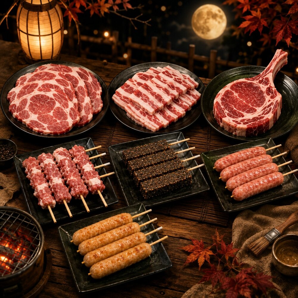 豬事大吉10件組烤肉組 加贈日本烤肉醬 0運費【海陸管家】BBQ 燒烤 烤肉組 露營 豬排 豬肉片 聚會 烤肉食材 中秋-圖片-1