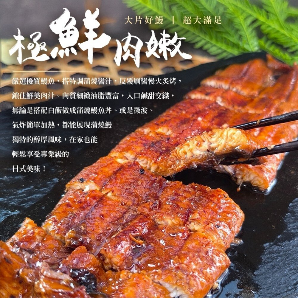 鰻魚大王-蒲燒鰻魚片【天天鮮配】滿額免運 鮮嫩肥美 無刺好料理 外銷日本 肉質細嫩 油脂香甜 冷凍海鮮食材-圖片-2