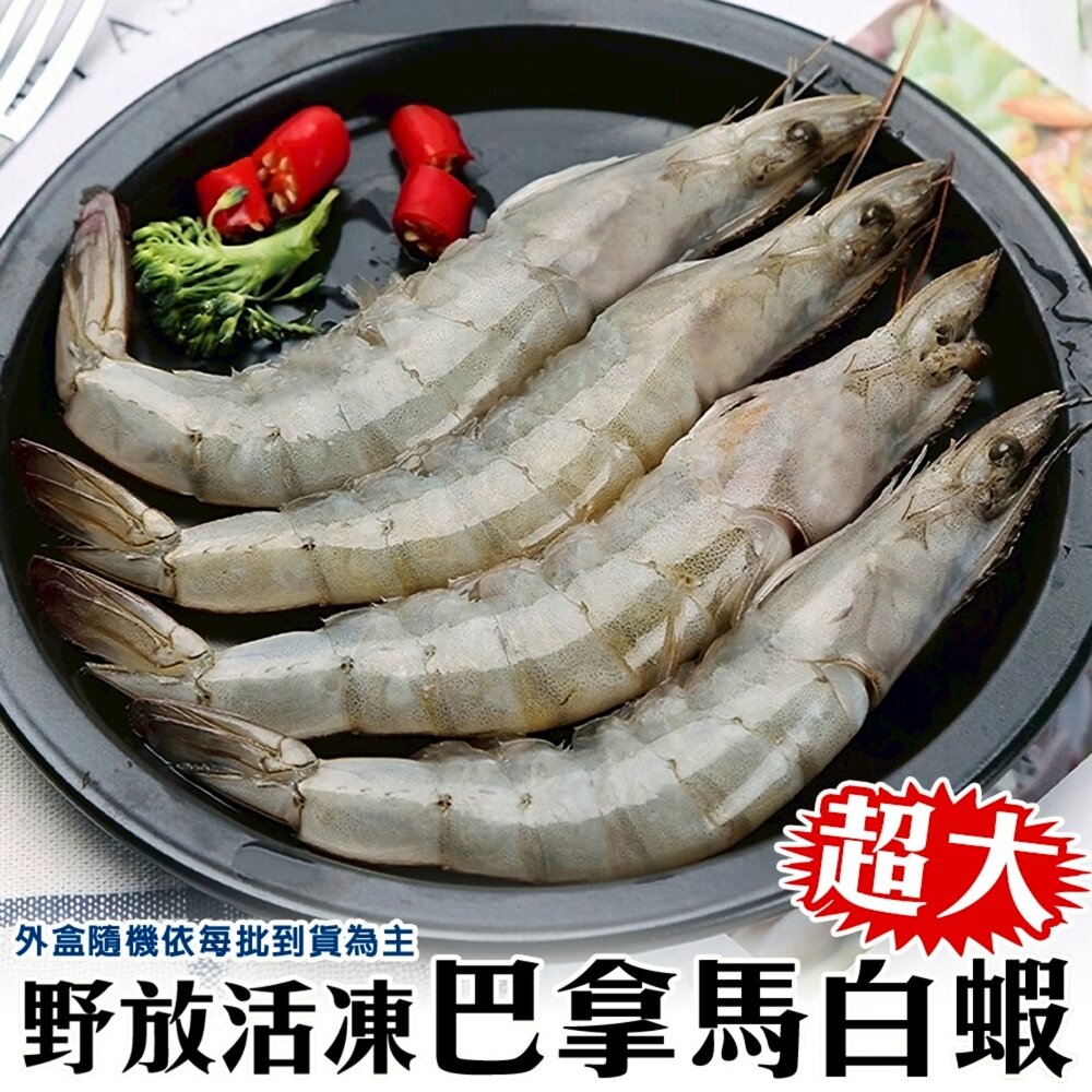 27609939677-野放活凍超大巴拿馬白蝦(每盒20-30隻/約600g)【海陸管家】白蝦 大白蝦