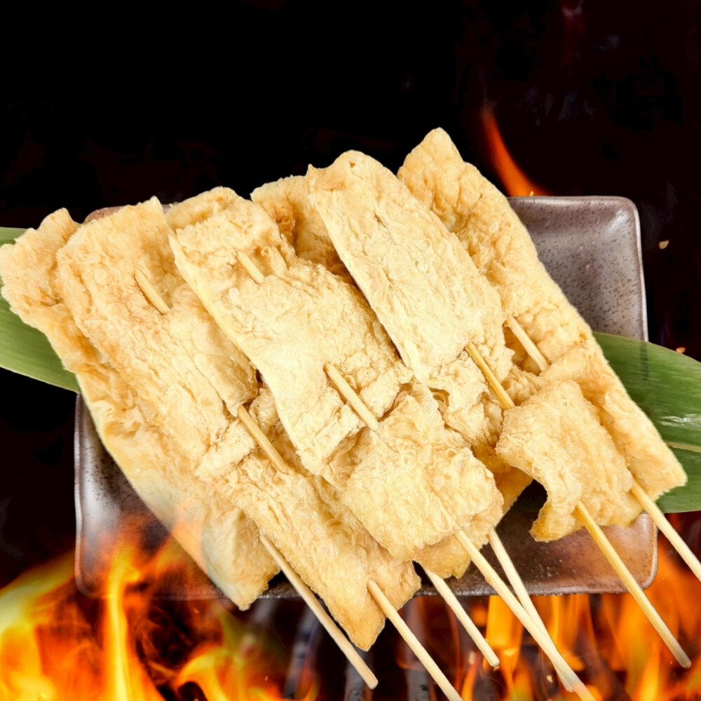 炸豆皮串(每包5串/約150g)【鮮肉王國】炸豆皮 豆皮串 燒烤 烤肉串 BBQ 串烤-圖片-1