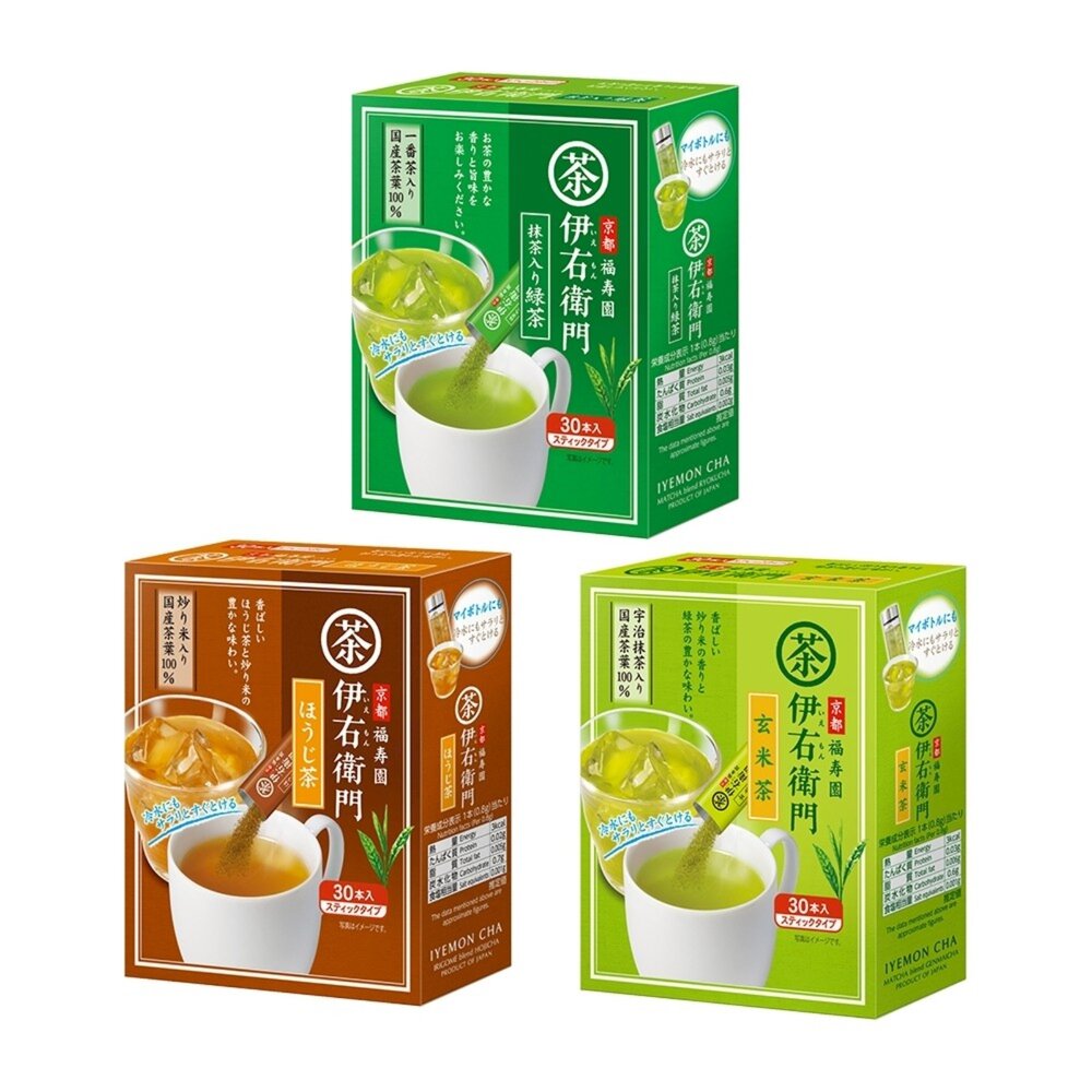 日本宇治之露 伊右衛門速溶茶粉系列(每盒30入) 抹茶 綠茶 玄米茶 焙茶 煎茶 沖泡包 沖泡粉-圖片-1