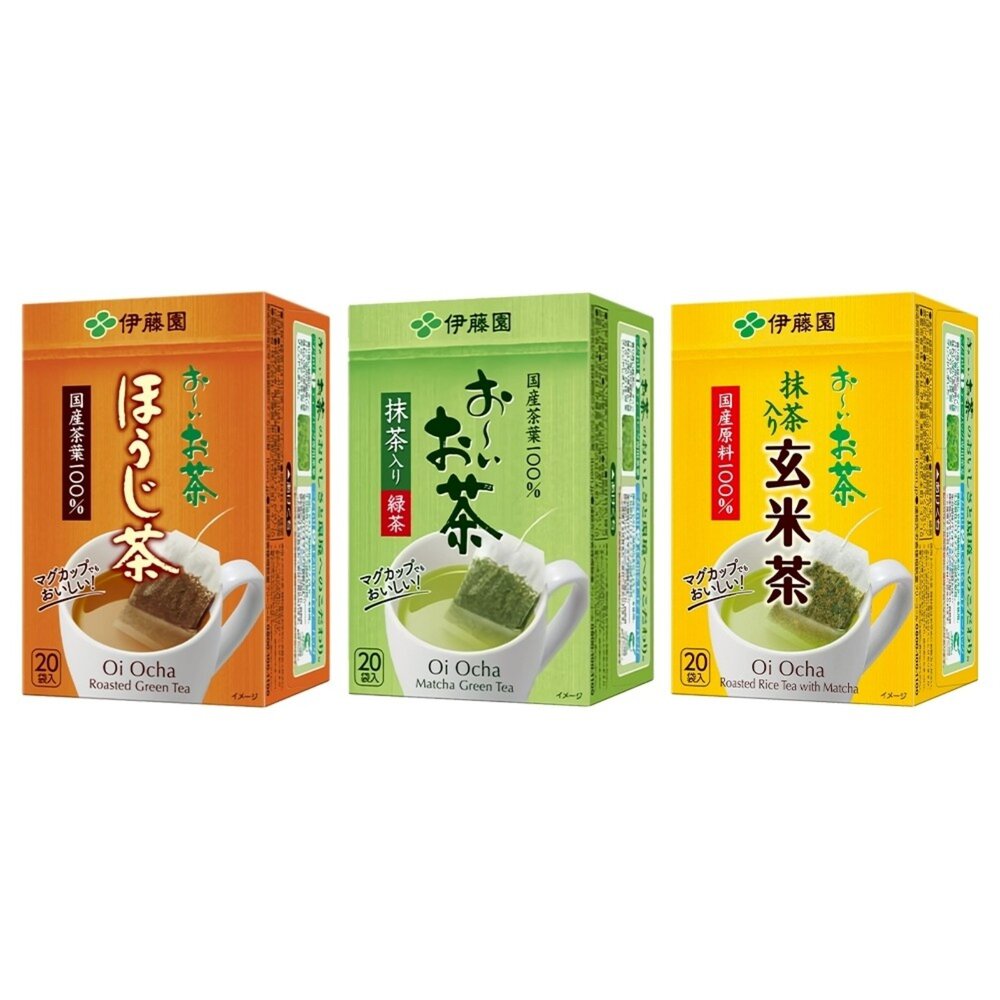 日本伊藤園 綠茶/玄米茶/焙煎茶包(每盒20入) 焙茶 煎茶 綠茶 沖泡包 沖泡茶包-圖片-1