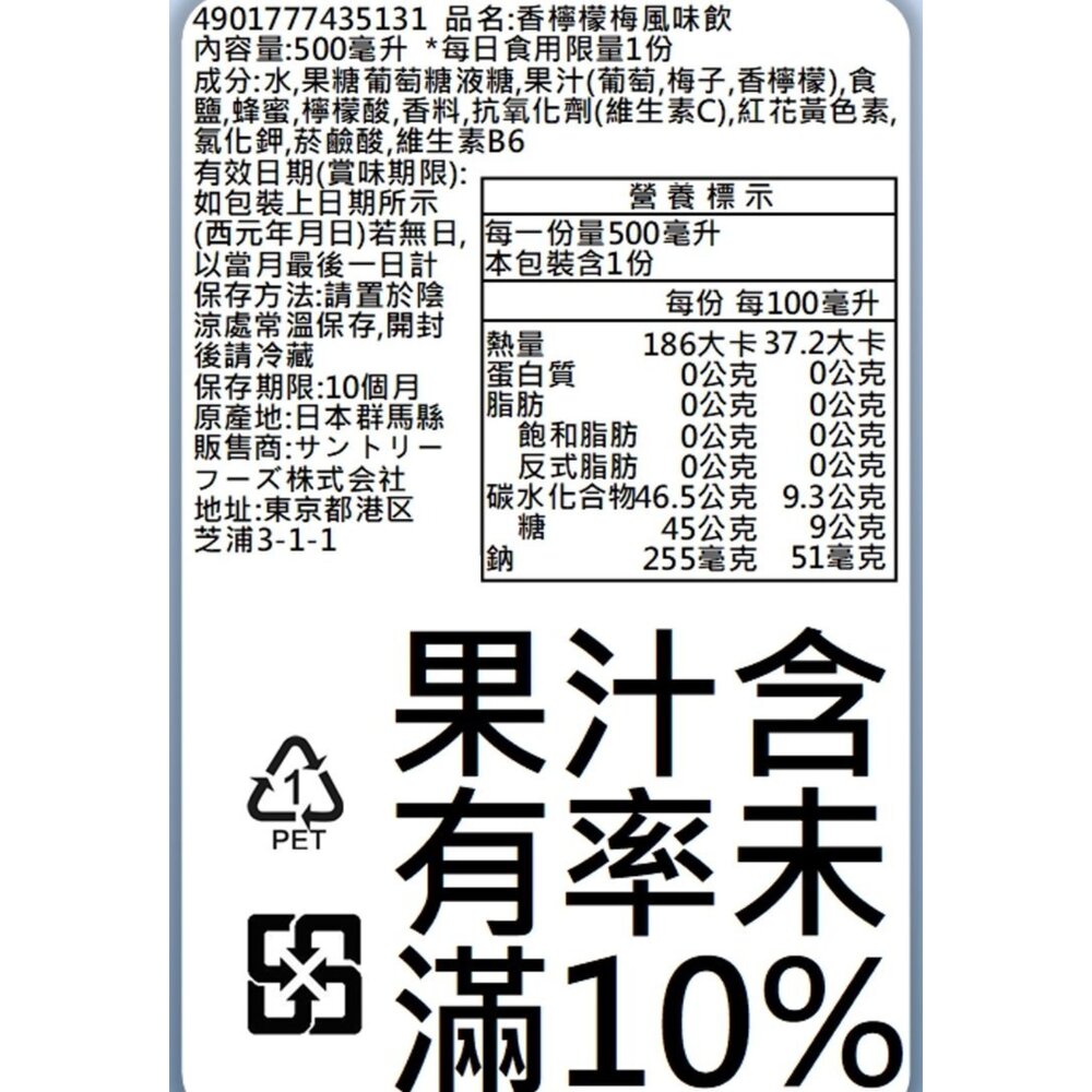 日本SUNTORY 三得利 CRAFT BOSS 香檸梅風味飲料 500ml/瓶 梅子 梅子茶-圖片-5