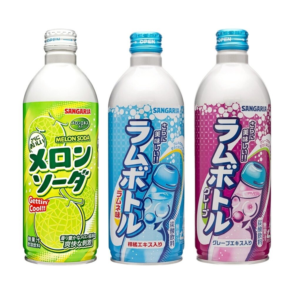日本Sangaria 彈珠汽水/葡萄彈珠汽水/哈密瓜汽水 氣泡飲 葡萄氣泡飲 葡萄汽水 哈密瓜汽水 哈密瓜氣泡飲-圖片-1