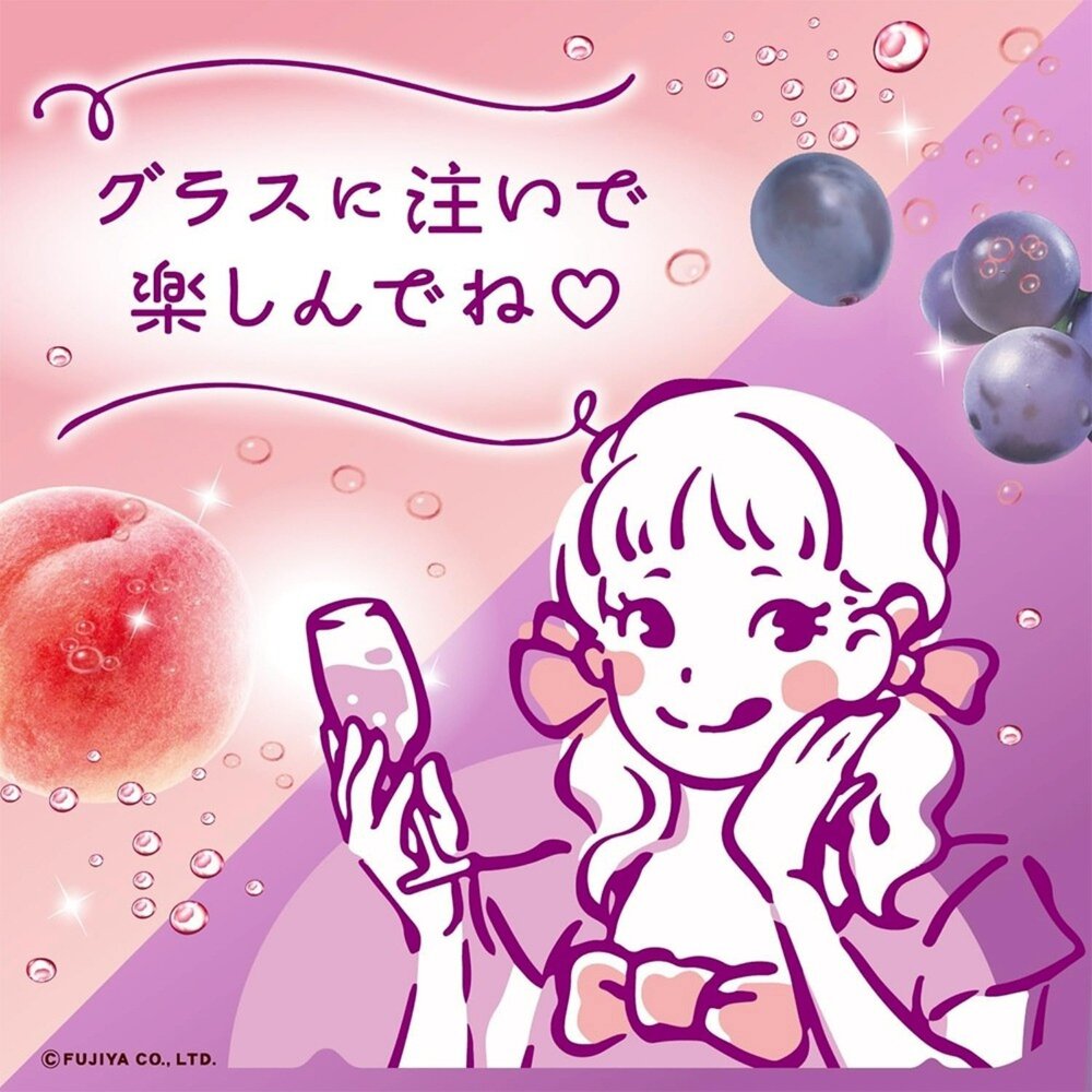 日本Fujiya 不二家白桃果汁/白桃巨峰微碳酸飲 氣泡飲 碳酸汽水 碳酸飲 白桃氣泡飲 白桃碳酸飲 白桃汽水 葡萄汽水-圖片-7