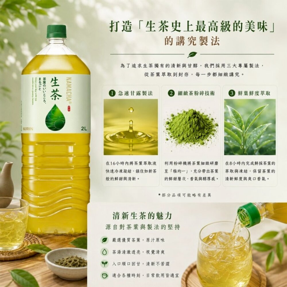 日本Kirin 麒麟大罐生茶 原裝6瓶組(2L/瓶) 0運費 無糖綠茶 無糖茶-圖片-3
