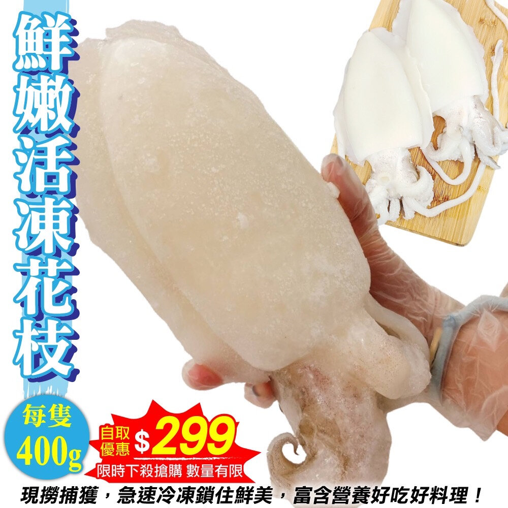 6054113590-特級鮮Q甜肥厚大花枝(每隻400g±10%)【海陸管家】滿額免運