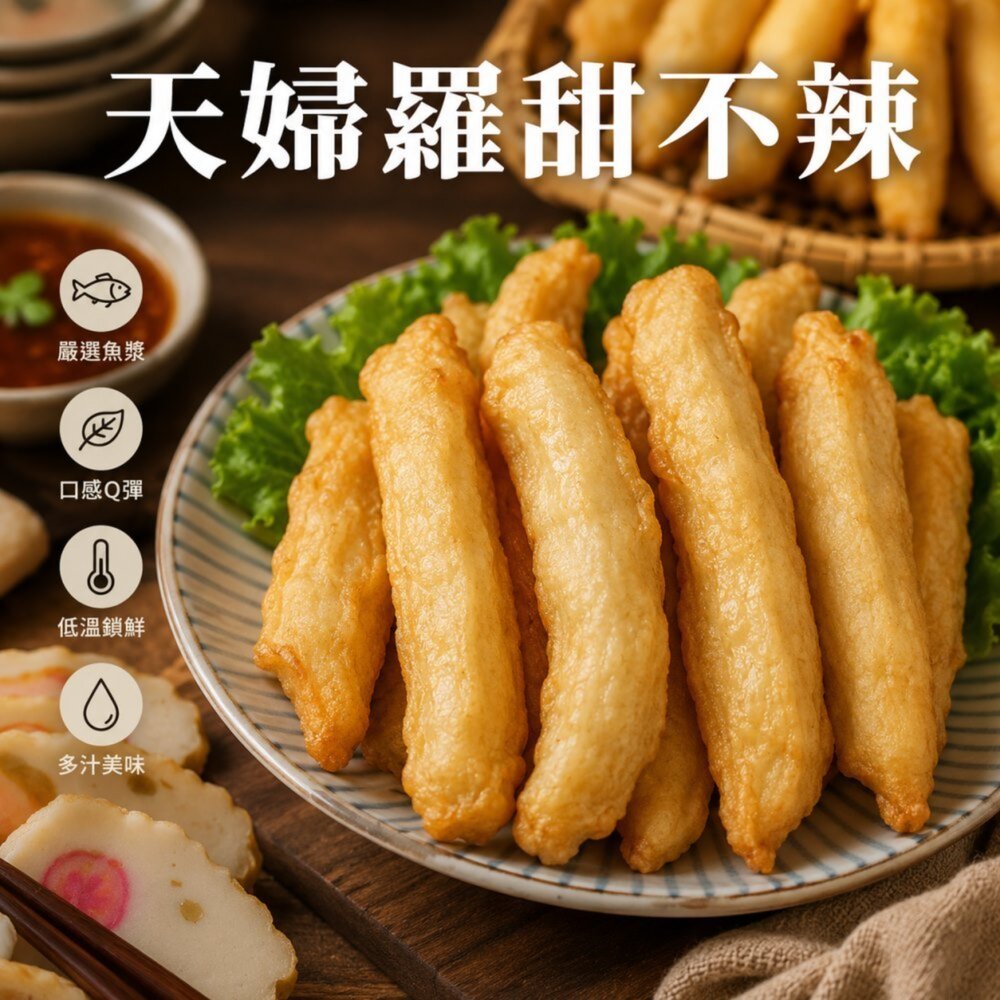 651216824-陳家手工天婦羅甜不辣(每包300g±10%/11-13條)【天天鮮配】滿額免運 甜不辣 火鍋料 關東煮