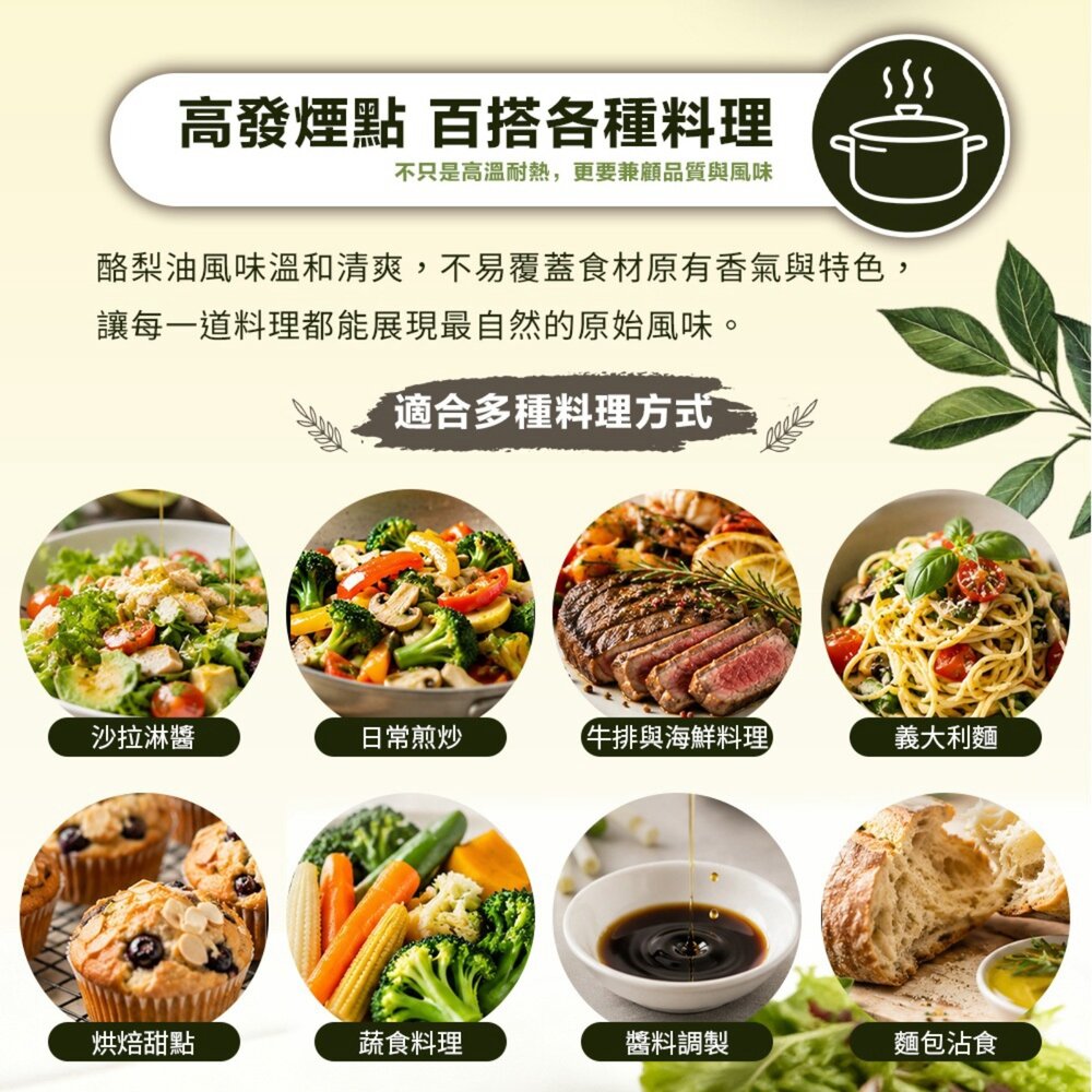 Eternam 西班牙原裝進口酪梨油(每瓶1000ml) 高發煙點 食用油 煎炒炸烤 沙拉料理 家庭常備油-圖片-5