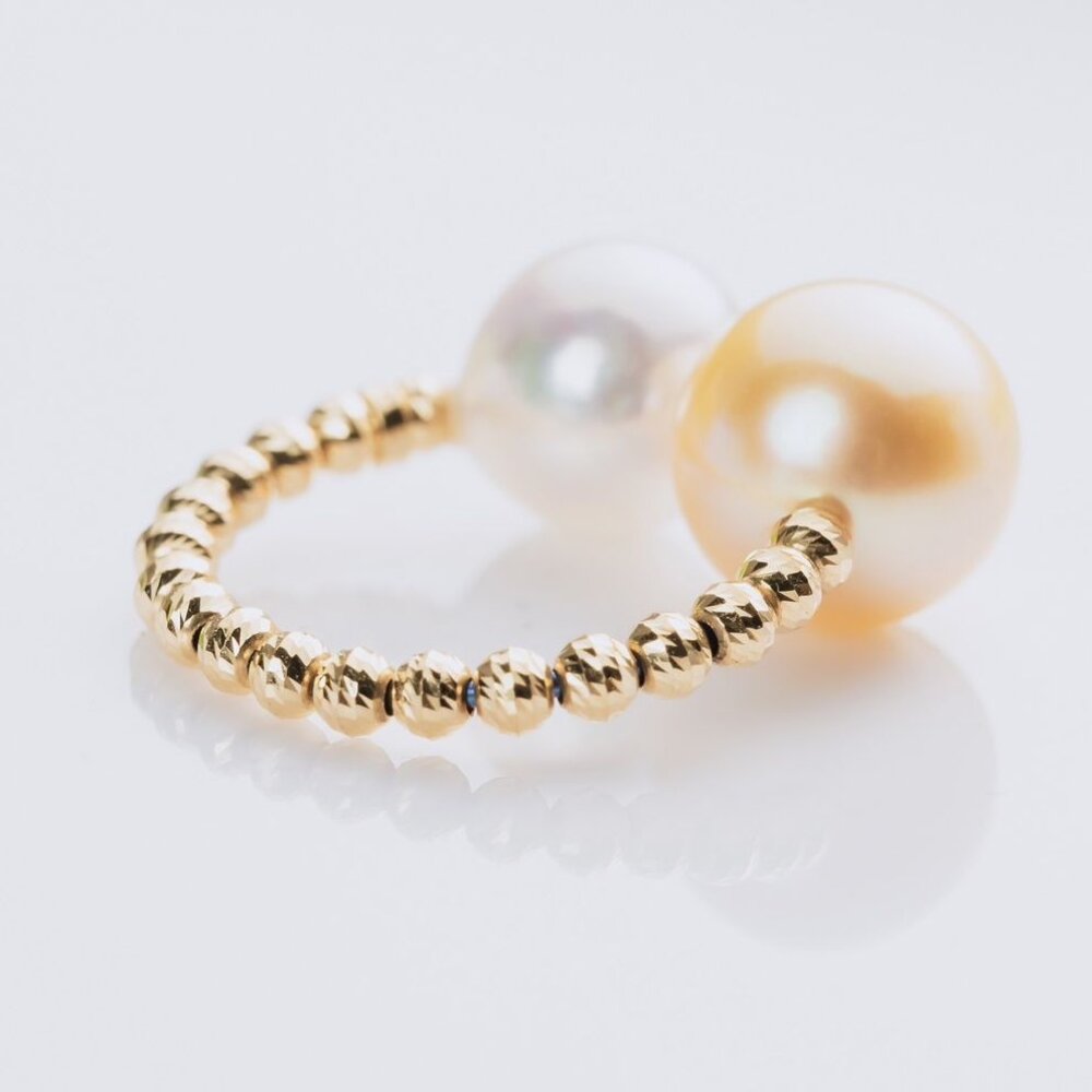 B04-18K金珠雙色阿古屋天然珍珠耳骨夾