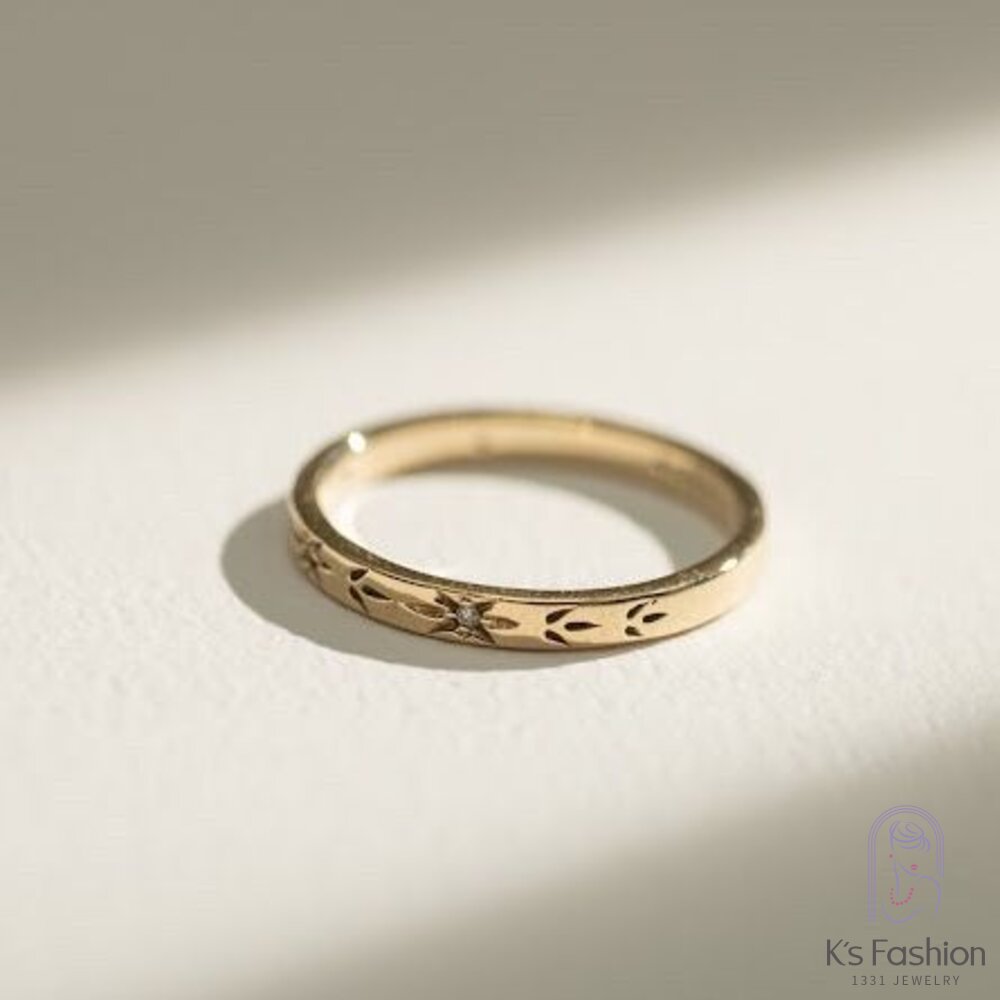 10K黃K金 1分鑽石 金花雕典雅戒 封面照片