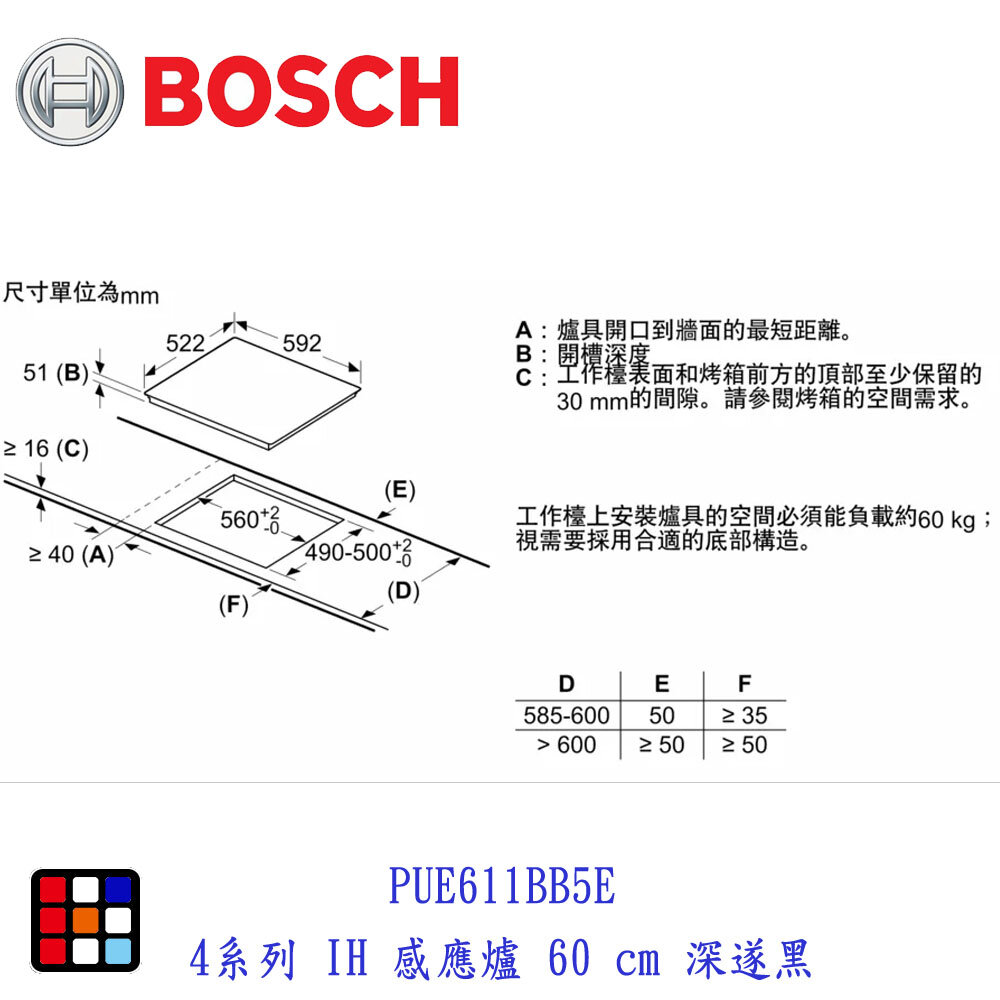 高雄 BOSCH 博世 PUE611BB5E 4系列 IH 感應爐 60 cm 深遂黑-圖片-4
