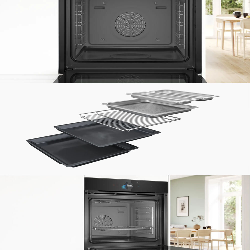 高雄 BOSCH 博世 HSG7584B1 8系列 嵌入式蒸烤爐 60 x 60 cm 深遂黑-圖片-2