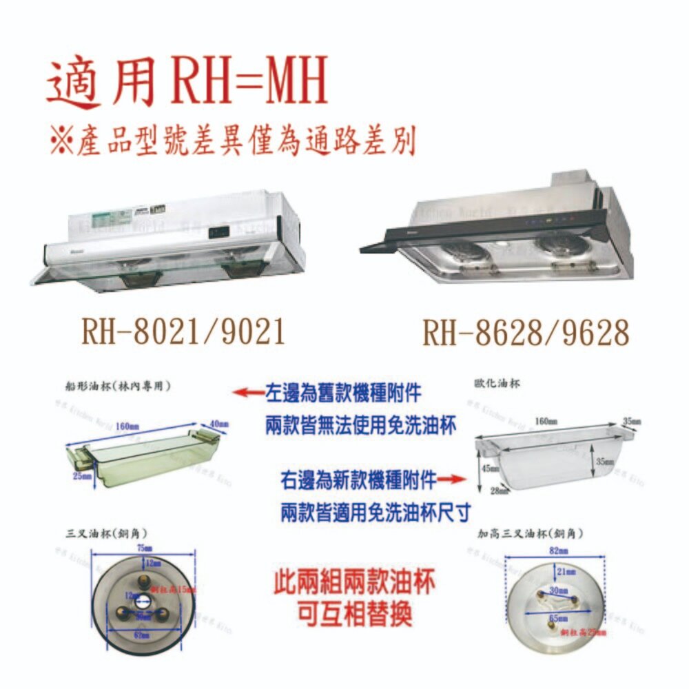 林內 隱藏式排油煙機 全配件 RH-8021/MH-8021/RH-8628/MH-8628 油網 油杯-圖片-2