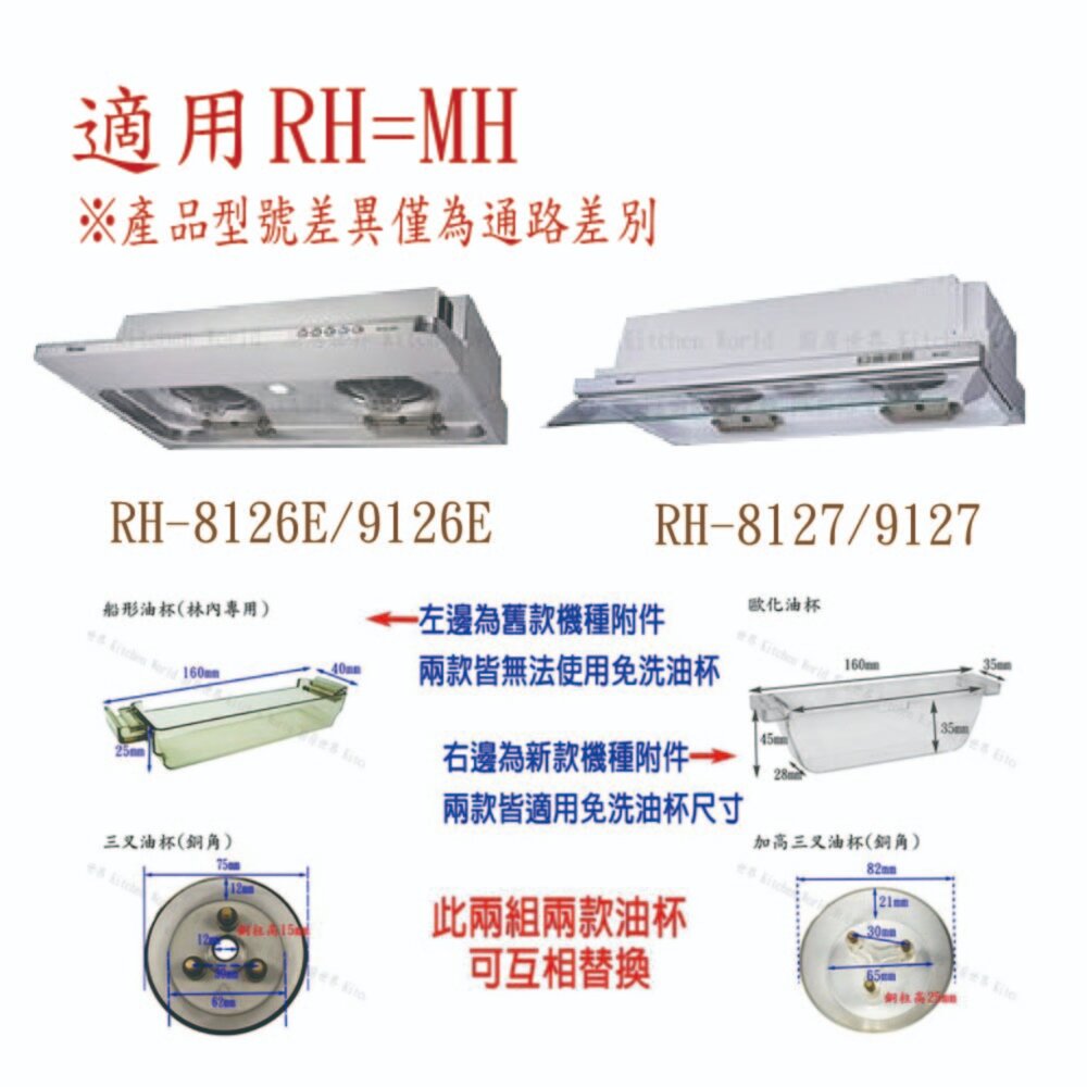 林內 隱藏式排油煙機 全配件 RH-8126/MH-8126/RH-8127/MH-8127 油網 油杯-圖片-2