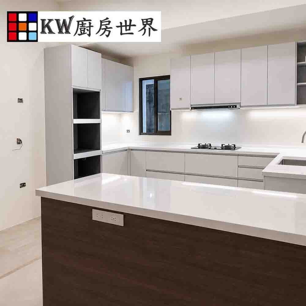 002871-系統廚具 廚房設計 客製化 廚櫃 流理台 工廠直營 ㄇ字型 人造石檯面 中島 林內 莊頭北 排油煙機