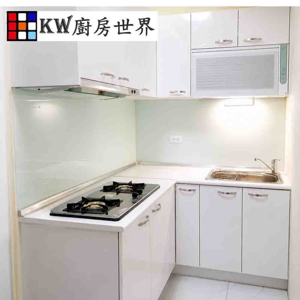 002872-高雄系統廚具 廚房設計 客製化 廚櫃 工廠直營 L型流理台 美耐門板 搭櫻花牌排油煙機 瓦斯爐 烘碗機