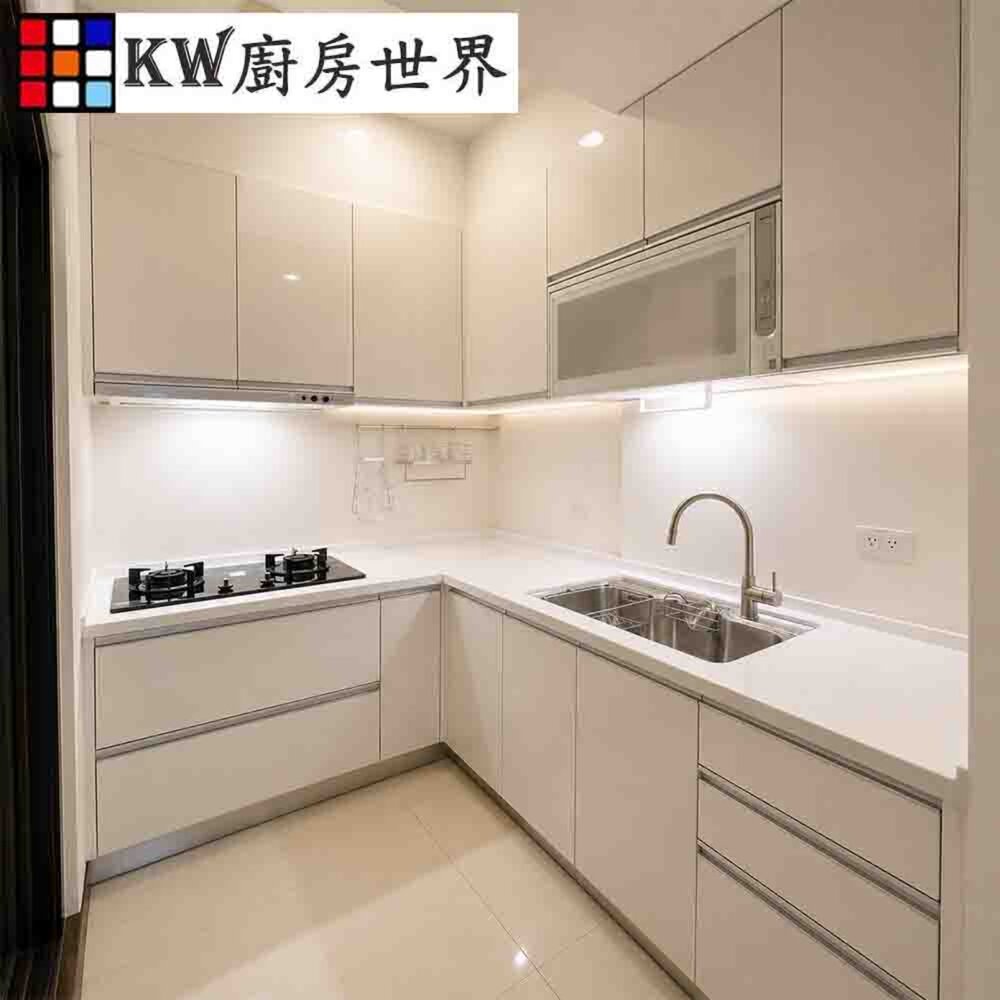 002880-系統廚具 廚房設計 客製化 廚櫃 流理台 工廠直營 L字型流理台 搭櫻花牌 瓦斯爐 排油煙機 烘碗機 淨水器