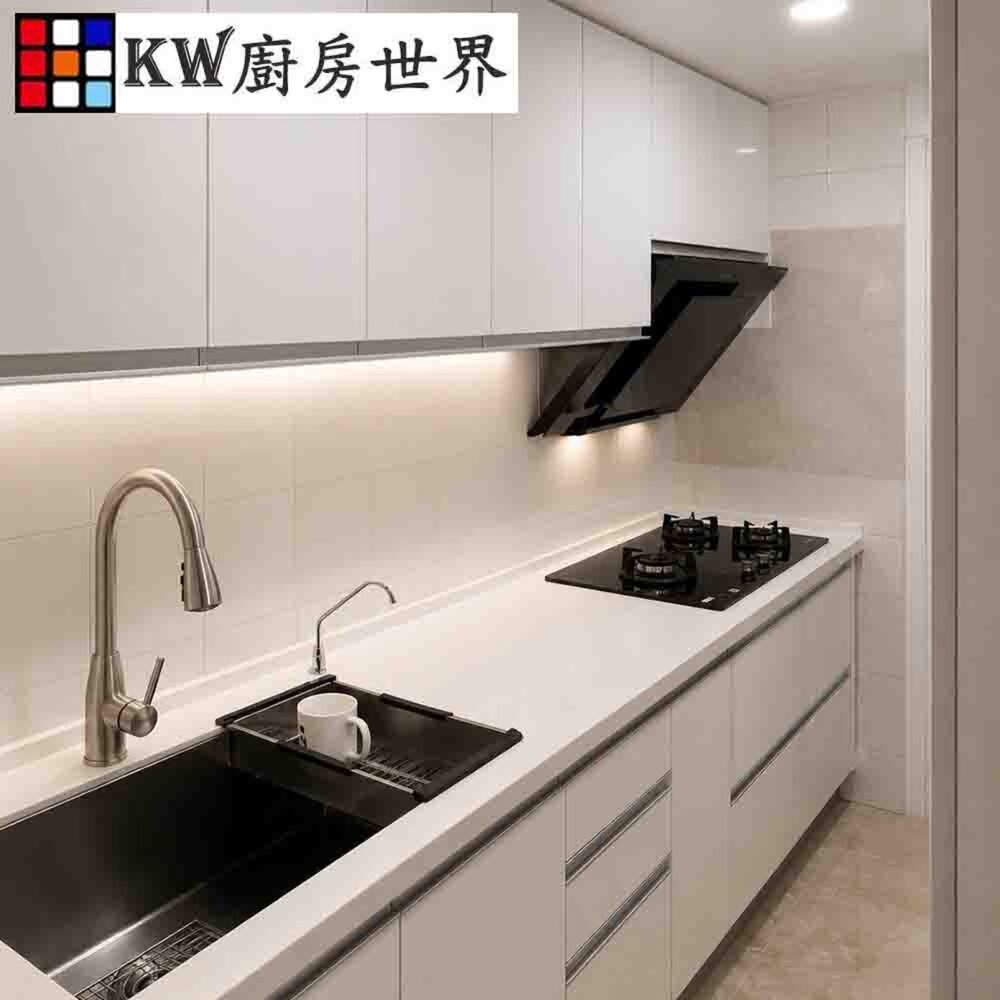 002881-系統廚具 廚房設計 客製化 廚櫃 流理台 工廠直營 一字型 240公分 人造石檯面 櫻花 瓦斯爐 排油煙機