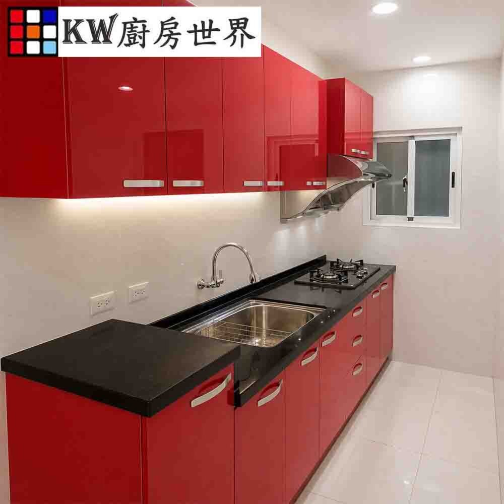 002883-系統廚具 廚房設計 客製化 人造石 工廠直營 一字型 流理台 240公分 美耐門板搭喜特麗瓦斯爐 排油煙機