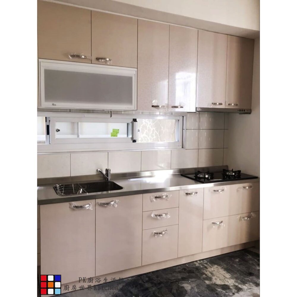 系統廚具 廚房設計 客製化 廚櫃 工廠直營 一字型 流理台 242公分 美耐門板 搭喜特麗牌瓦斯爐 烘碗機-圖片-1