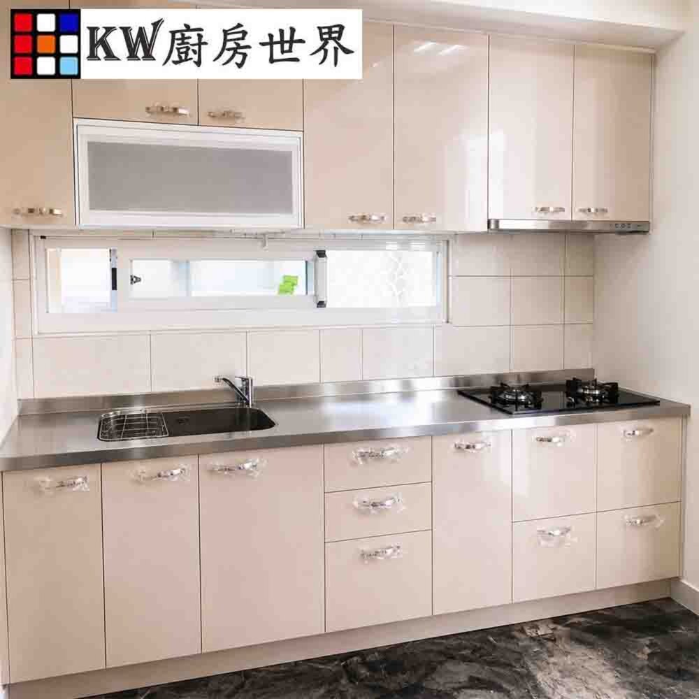 002889-系統廚具 廚房設計 客製化 廚櫃 工廠直營 一字型 流理台 242公分 美耐門板 搭喜特麗牌瓦斯爐 烘碗機