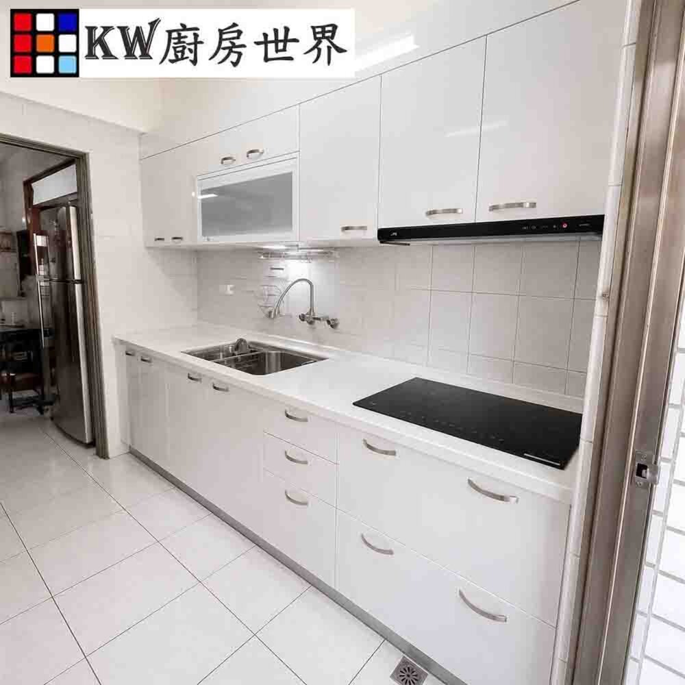 002893-系統廚具 廚房設計 客製化 廚櫃 流理台 工廠直營 一字型流理台 289公分 人造石 搭喜特麗 三機 水槽