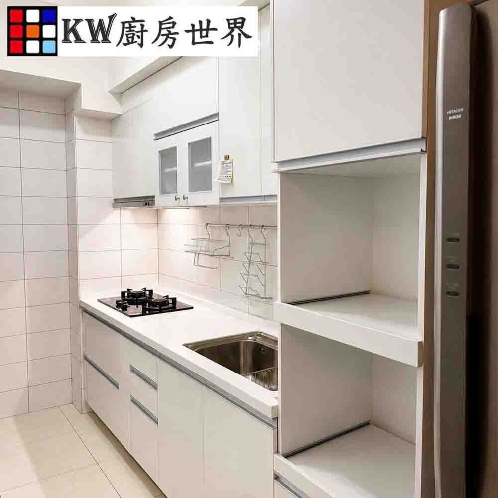002894-系統廚具 廚房設計 客製化 廚櫃 流理台 工廠直營 一字型 240公分 人造石檯面 櫻花 排油煙機 瓦斯爐