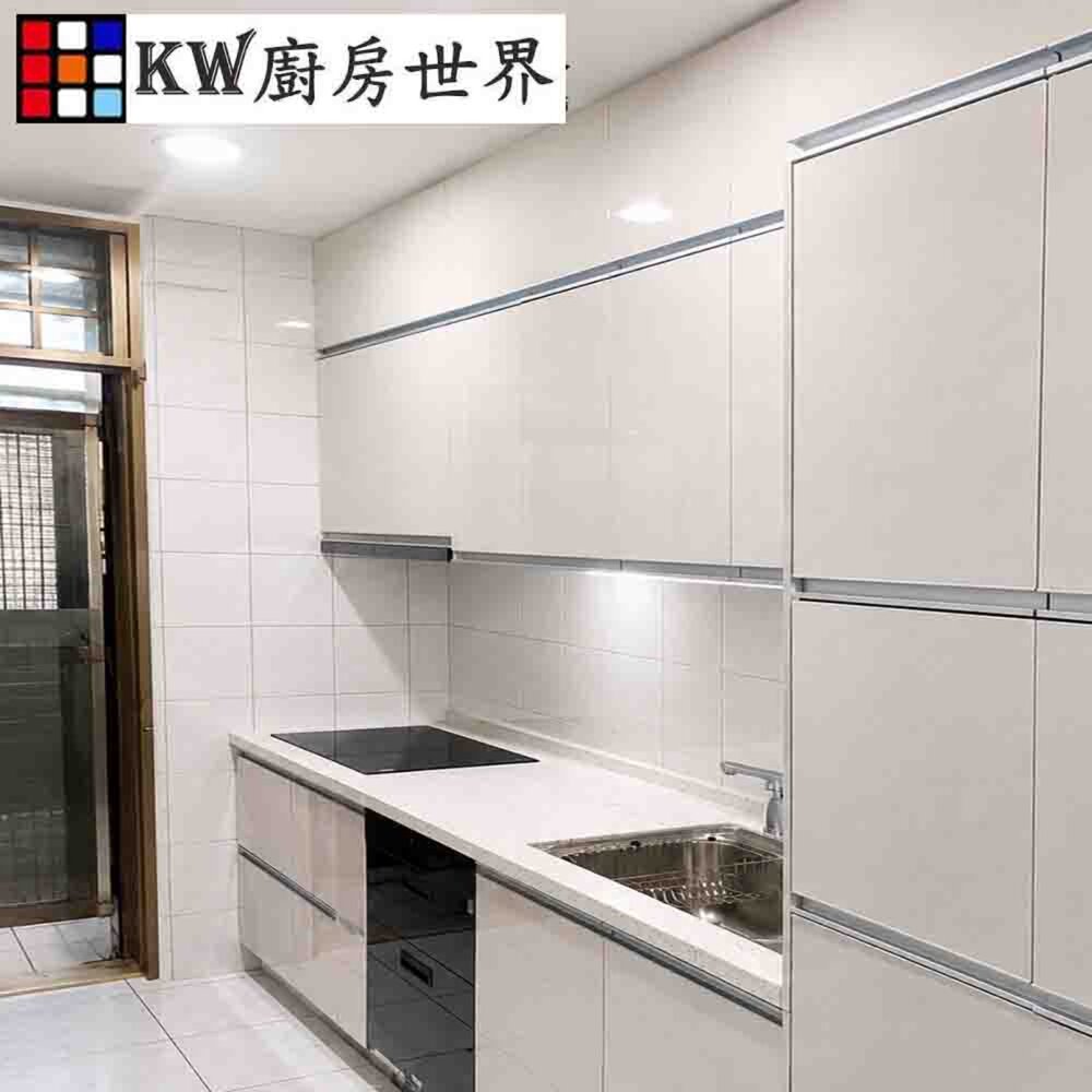 002895-系統廚具 廚房設計 客製化 廚櫃 流理台 工廠直營 一字型 240公分 白鐵檯面 櫻花 IH爐 烘碗機 排油煙機