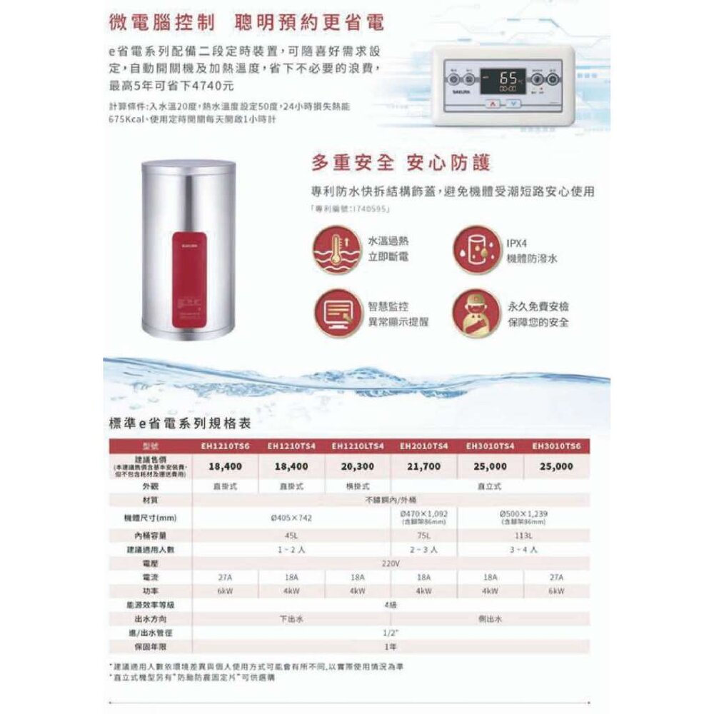 【免運費】 高雄 櫻花牌 EH1210A4/6 儲熱式 電熱水器 12加侖 直立式 1210 限定區域送基本安裝-圖片-4
