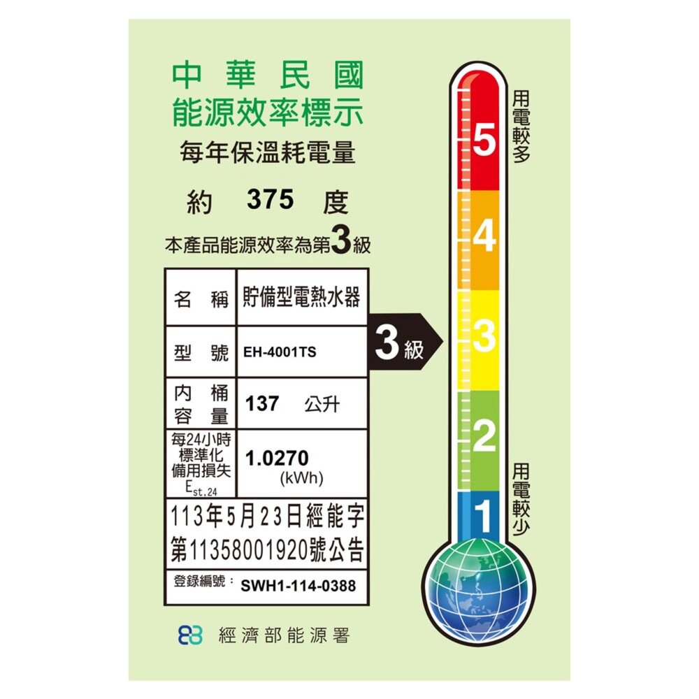 高雄 HMK鴻茂 EH-4001TS 137L 調溫型 電熱水器 EH-4001-圖片-2