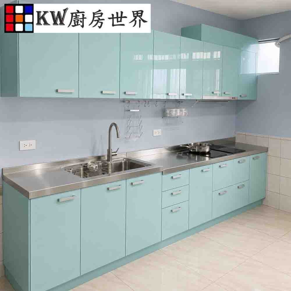 004072-高雄 系統廚具 廚房設計 客製化 廚櫃 流理台 工廠直營 一字型流理台 白鐵台面 美耐板