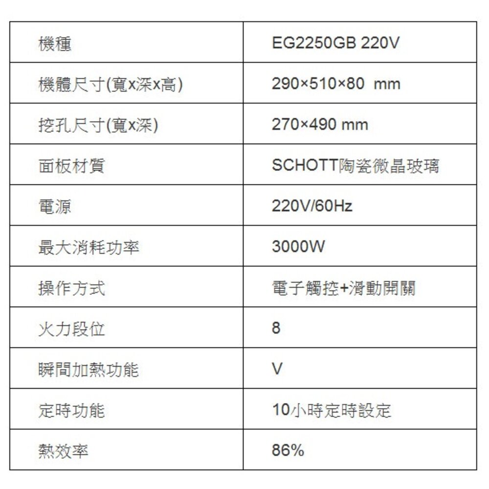 【免運費】 高雄 櫻花牌 EG2250G 220V 單口IH感應爐 2250 限定區域送基本安裝-圖片-3