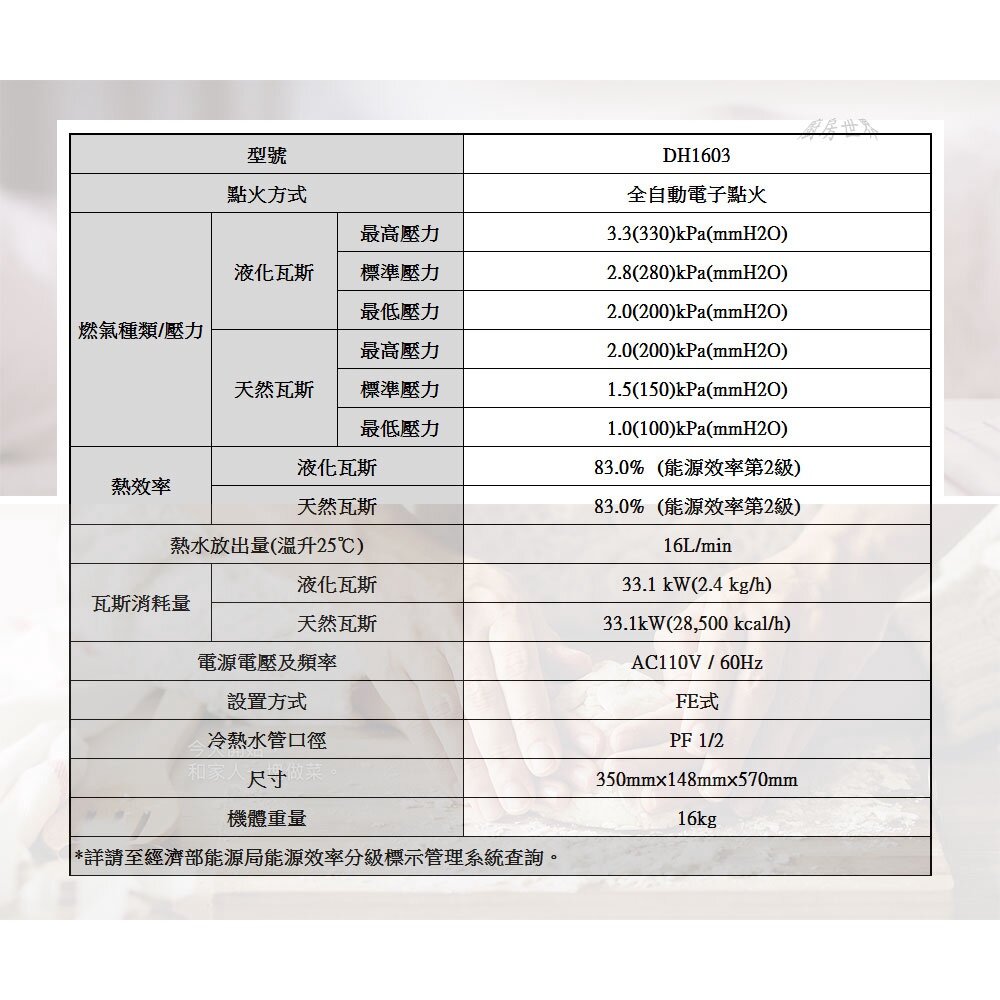【免運費】 高雄 櫻花牌 DH1603 16L 智能恆溫 熱水器 限定區域送基本安裝-圖片-4