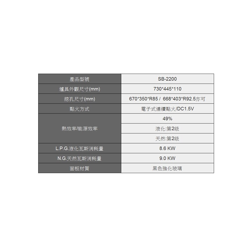 高雄 豪山牌 SB-2200 雙口 歐化 玻璃 檯面爐 ☆ 瓦斯爐-圖片-4