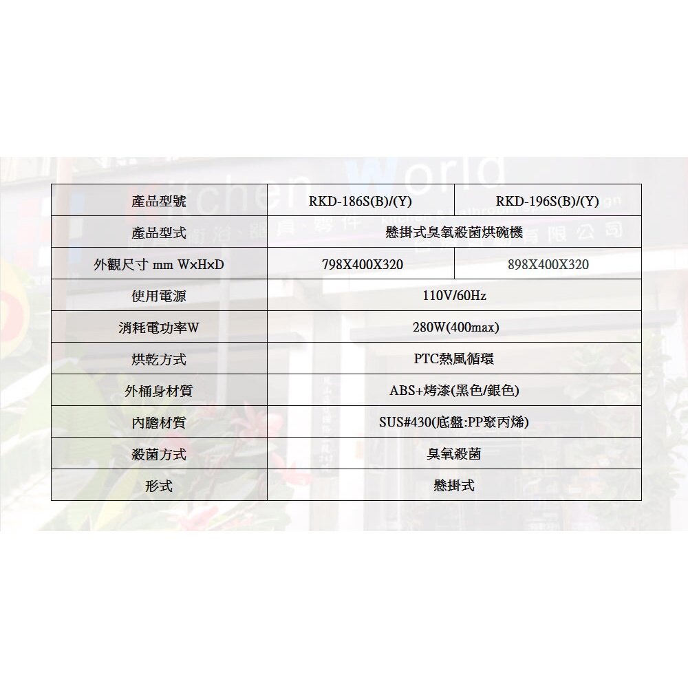 林內牌 RKD-186S 懸掛式 烘碗機 80cm ☆  可刷卡 限定區域送基本安裝【KW廚房世界】-圖片-2