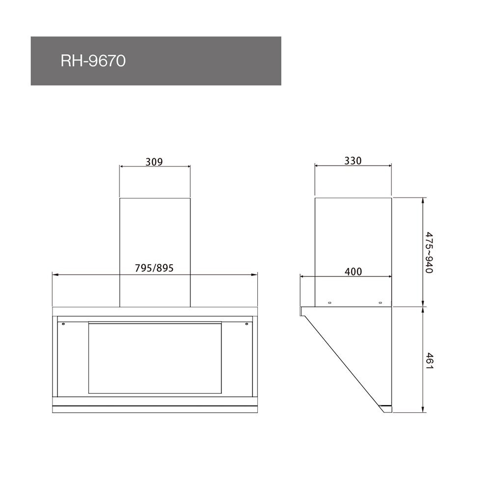 林內牌 RH-8670 RH-9670 80 / 90cm 近吸式 排油煙機 不含風管護罩組 限定區域送基本安裝-圖片-2