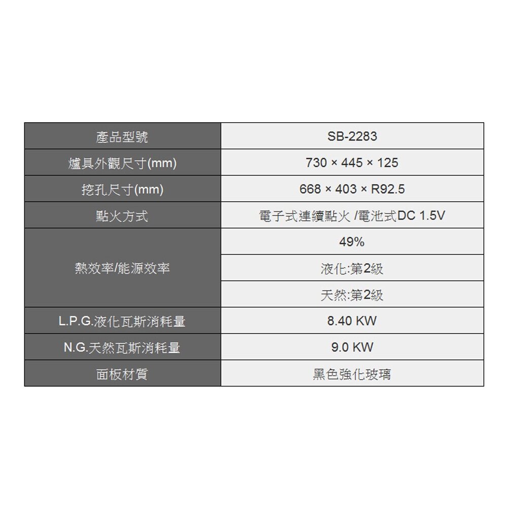 高雄 豪山牌 SB-2283 雙口 歐化 玻璃 檯面爐 ☆ 瓦斯爐-圖片-3