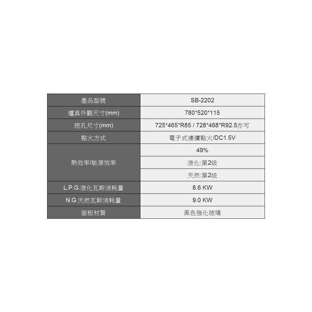 高雄 豪山牌 SB-2202 雙口 歐化 玻璃 檯面爐 ☆ 瓦斯爐-圖片-3