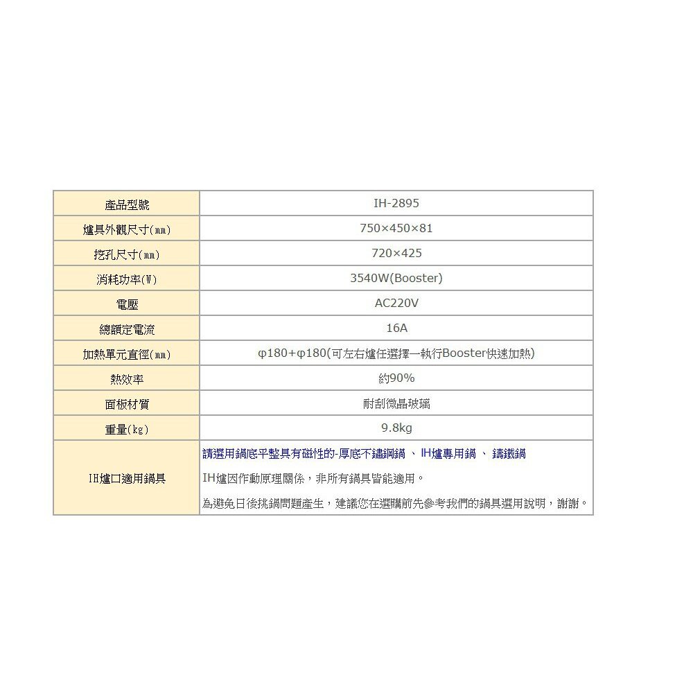 高雄 豪山牌 IH-2895 IH微晶調理爐 餘溫顯示☆ 電磁爐-圖片-3