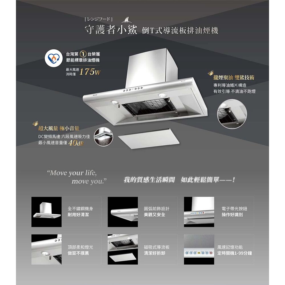 林內牌 RH-9128 90公分 倒T式導流板排油煙機 守護者小鯊 抽油煙機 限定區域送基本安裝-圖片-3