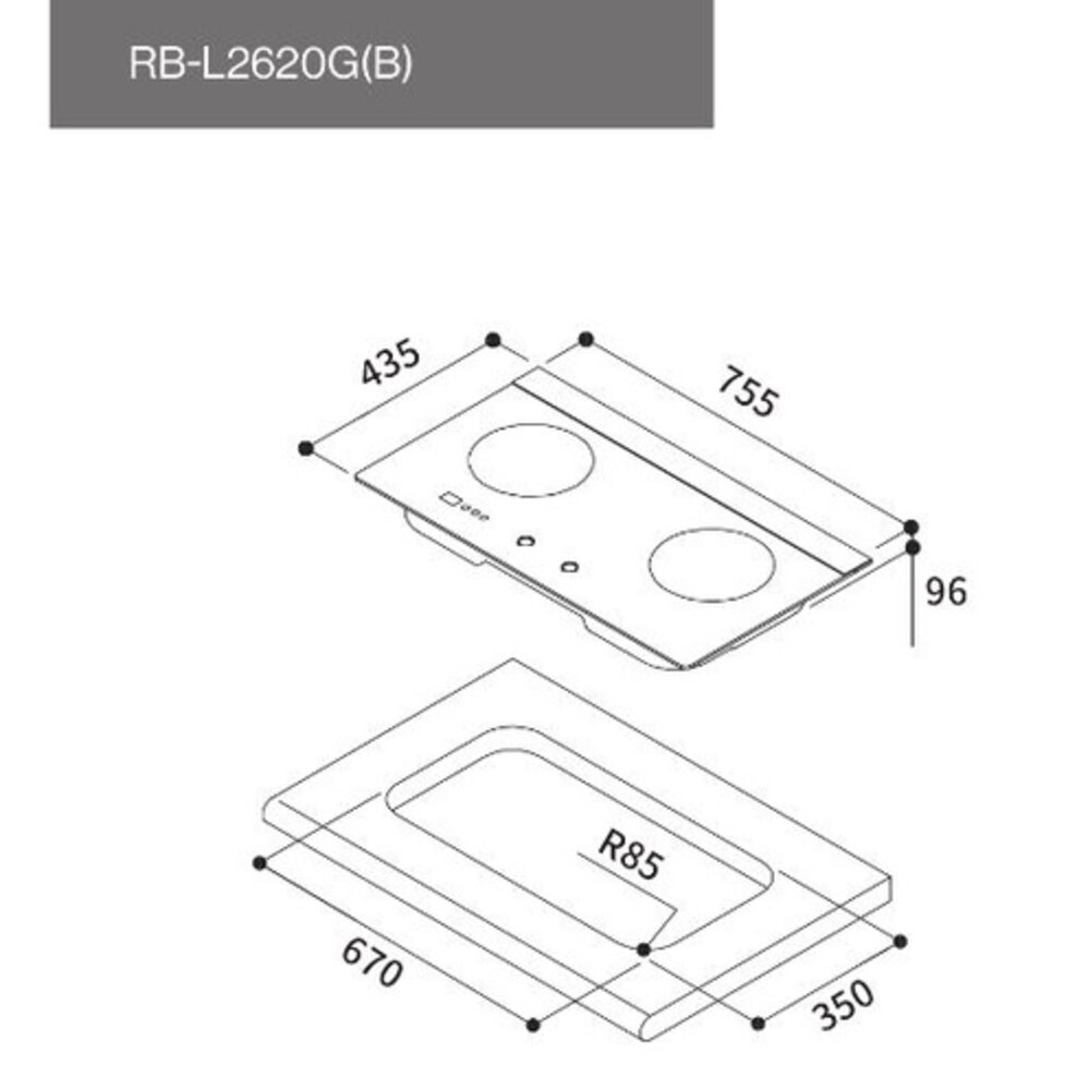 林內牌 RB-L2620G(B) 檯面式彩焱玻璃雙口爐 瓦斯爐 限定區域送基本安裝-圖片-3