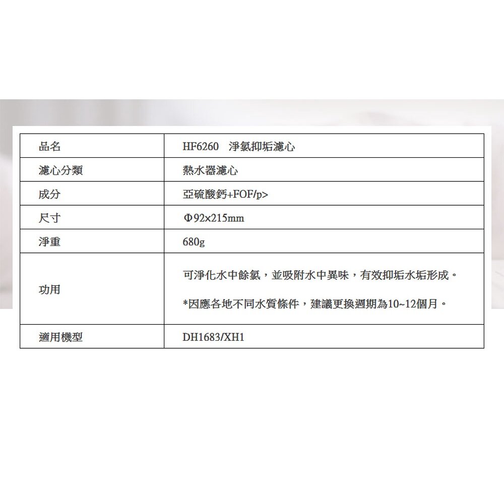 【免運費】 高雄 櫻花牌 HF6260 淨氯抑垢濾心 DH1683 美膚熱水器專用-圖片-2