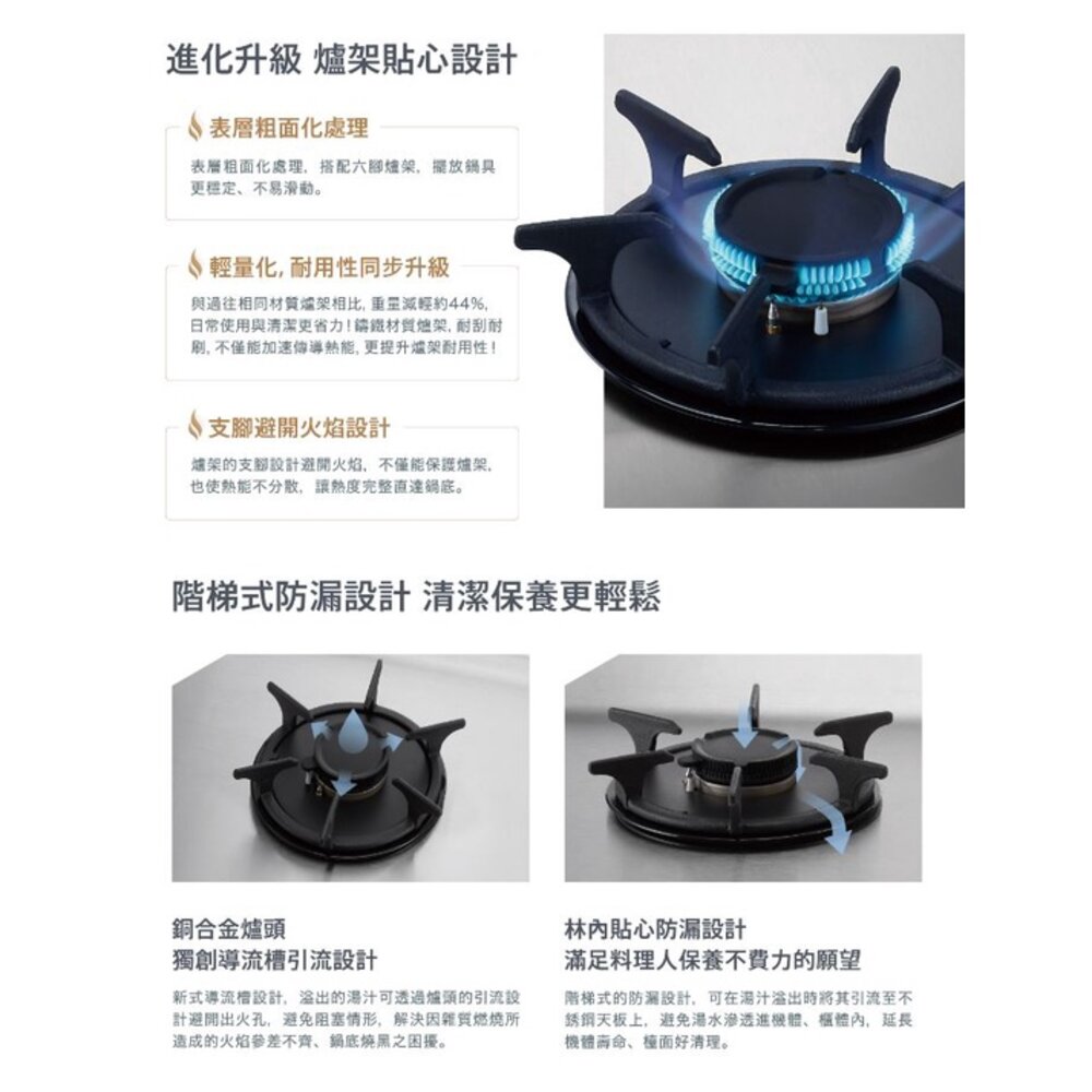 林內牌 彩焱系列 RB-L3700S(R)/(L) 林內檯面式不銹鋼三口爐 瓦斯爐 限定區域含基本安裝-圖片-4