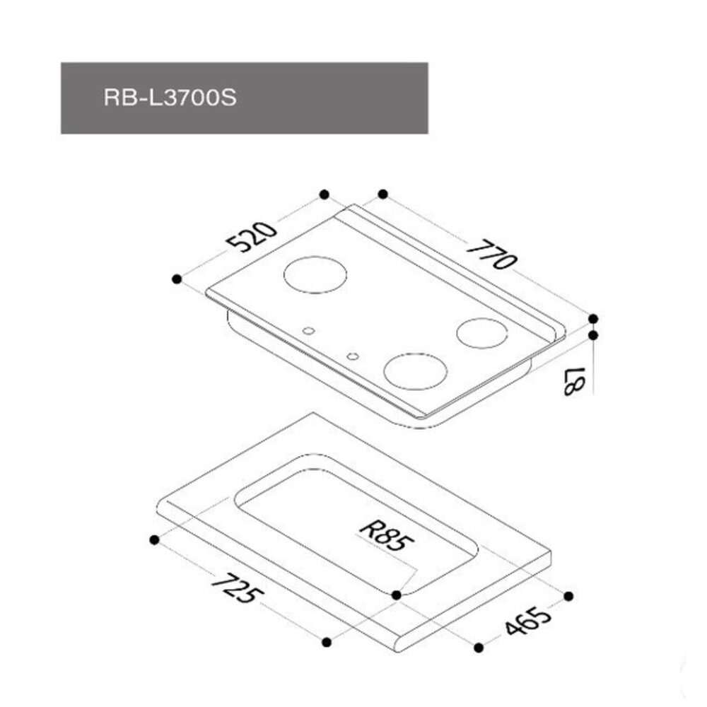 林內牌 彩焱系列 RB-L3700S(R)/(L) 林內檯面式不銹鋼三口爐 瓦斯爐 限定區域含基本安裝-圖片-6