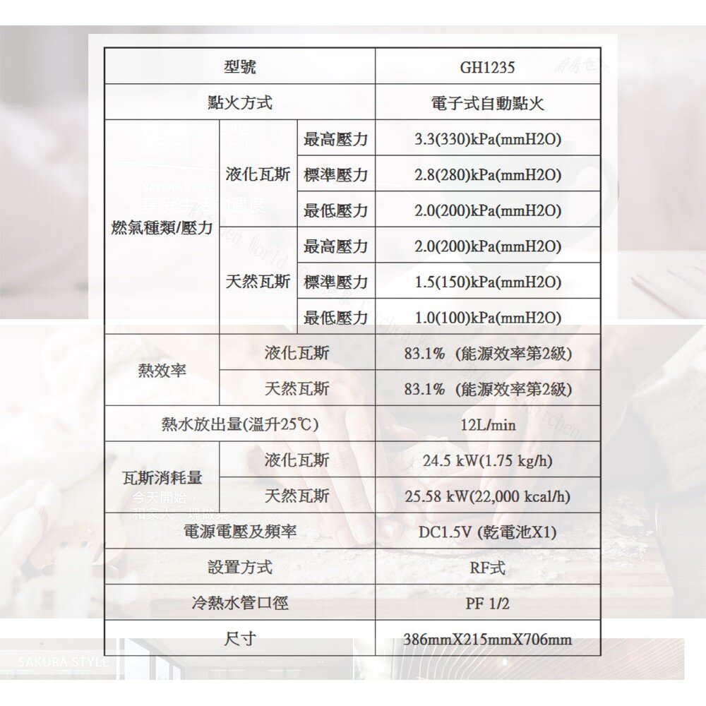 【免運費】 高雄 櫻花牌 GH1235 屋外傳統熱水器 12公升 節能熱水器 限定區域送基本安裝-圖片-4