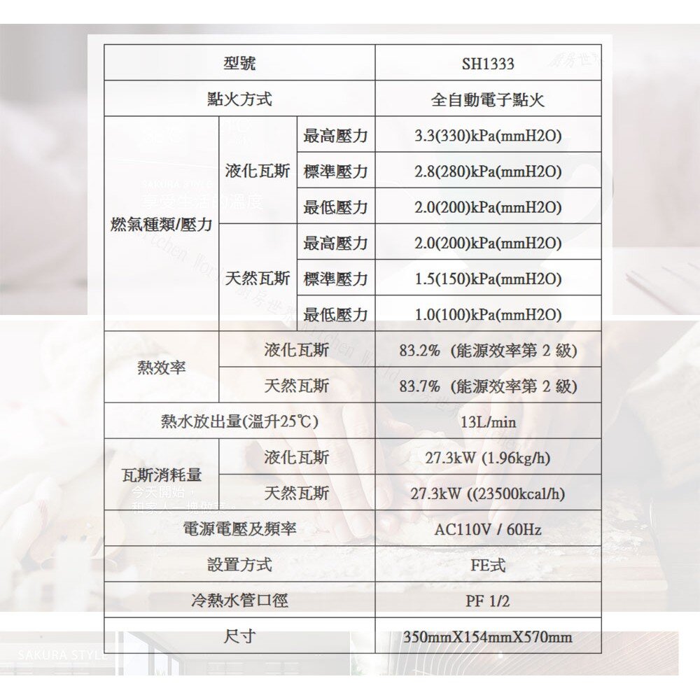 【免運費】 高雄 櫻花牌 SH1333 13L 數位恆溫熱水器 強制排氣 限定區域送基本安裝-圖片-4