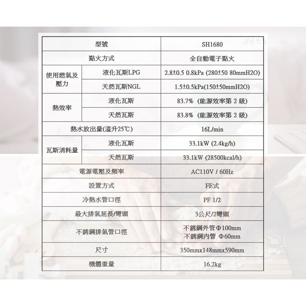 【免運費】 高雄 櫻花牌 SH1680 16L 供排平衡智能恆溫 熱水器☆ 密閉空間適用 限定區域送基本安裝-圖片-5