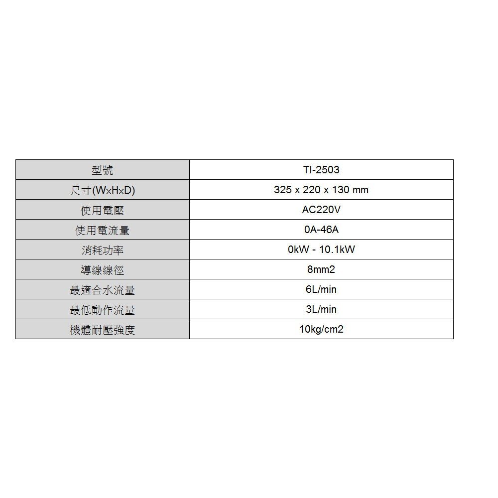 高雄 莊頭北 TI-2503 分段式 瞬間 電熱水器 ☆多項安全裝置 220V 不含安裝-圖片-3