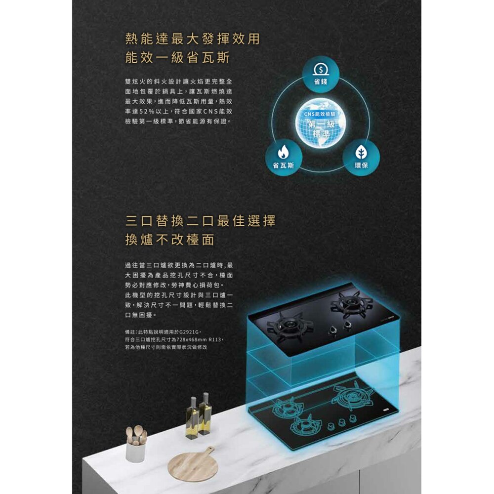 【免運費】 高雄 櫻花牌 G2922AG 二口雙炫火玻璃檯面爐 瓦斯爐 限定區域送基本安裝-圖片-4